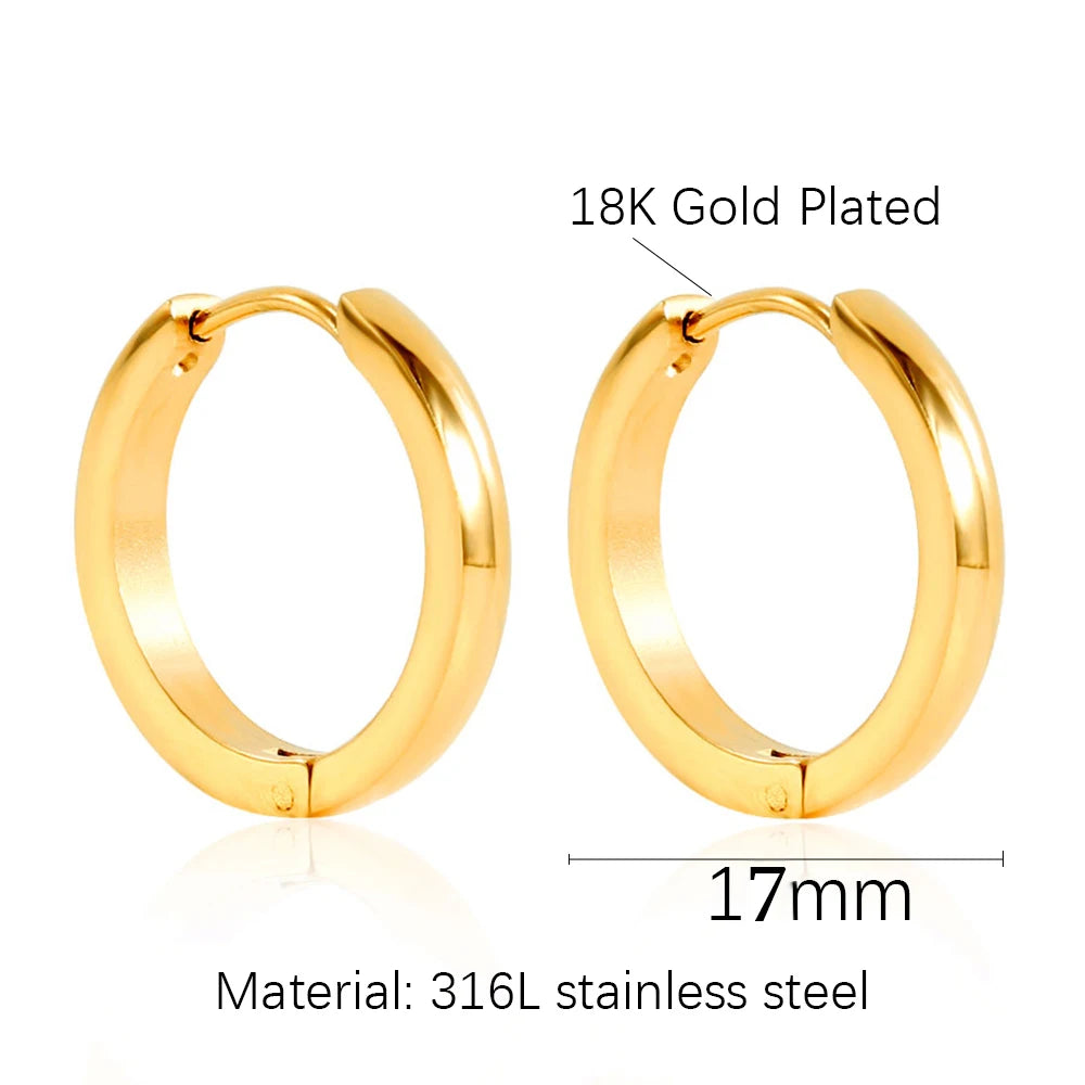 Steel Hoop Earrings For Women Men Stainless Steel Small Gold Color Earring Korea Cartilage Piercing Classic Jewelry Accessories