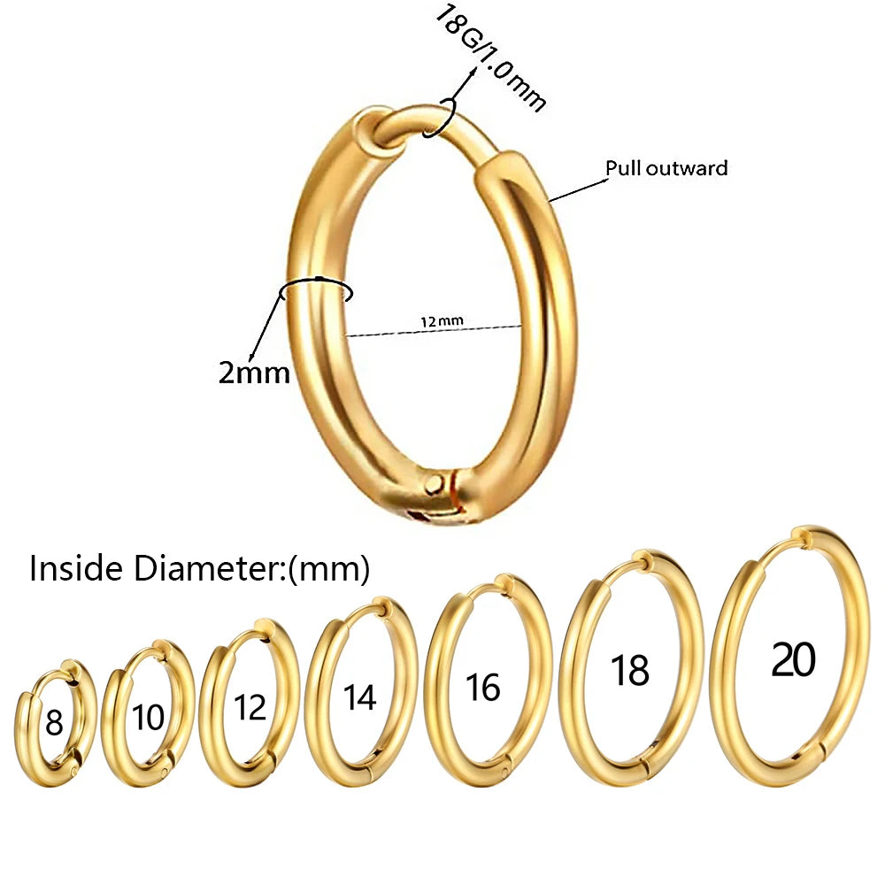 Steel Hoop Earrings For Women Men Stainless Steel Small Gold Color Earring Korea Cartilage Piercing Classic Jewelry Accessories