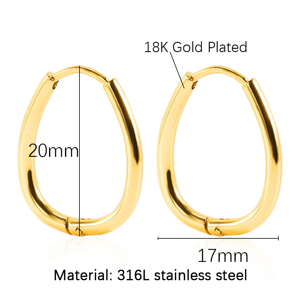 Steel Hoop Earrings For Women Men Stainless Steel Small Gold Color Earring Korea Cartilage Piercing Classic Jewelry Accessories