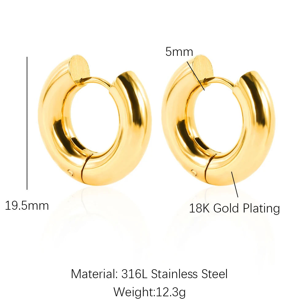 Steel Hoop Earrings For Women Men Stainless Steel Small Gold Color Earring Korea Cartilage Piercing Classic Jewelry Accessories