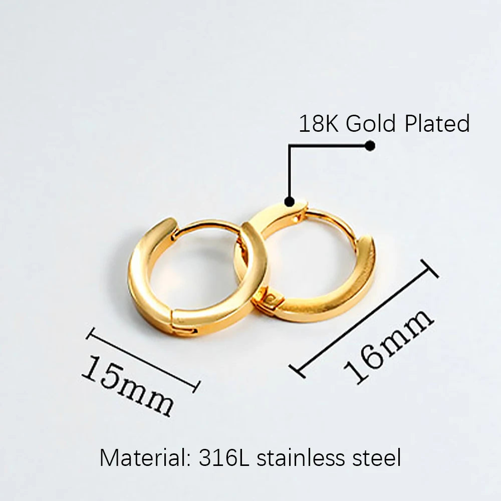 Steel Hoop Earrings For Women Men Stainless Steel Small Gold Color Earring Korea Cartilage Piercing Classic Jewelry Accessories