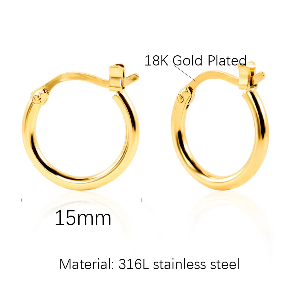 Steel Hoop Earrings For Women Men Stainless Steel Small Gold Color Earring Korea Cartilage Piercing Classic Jewelry Accessories