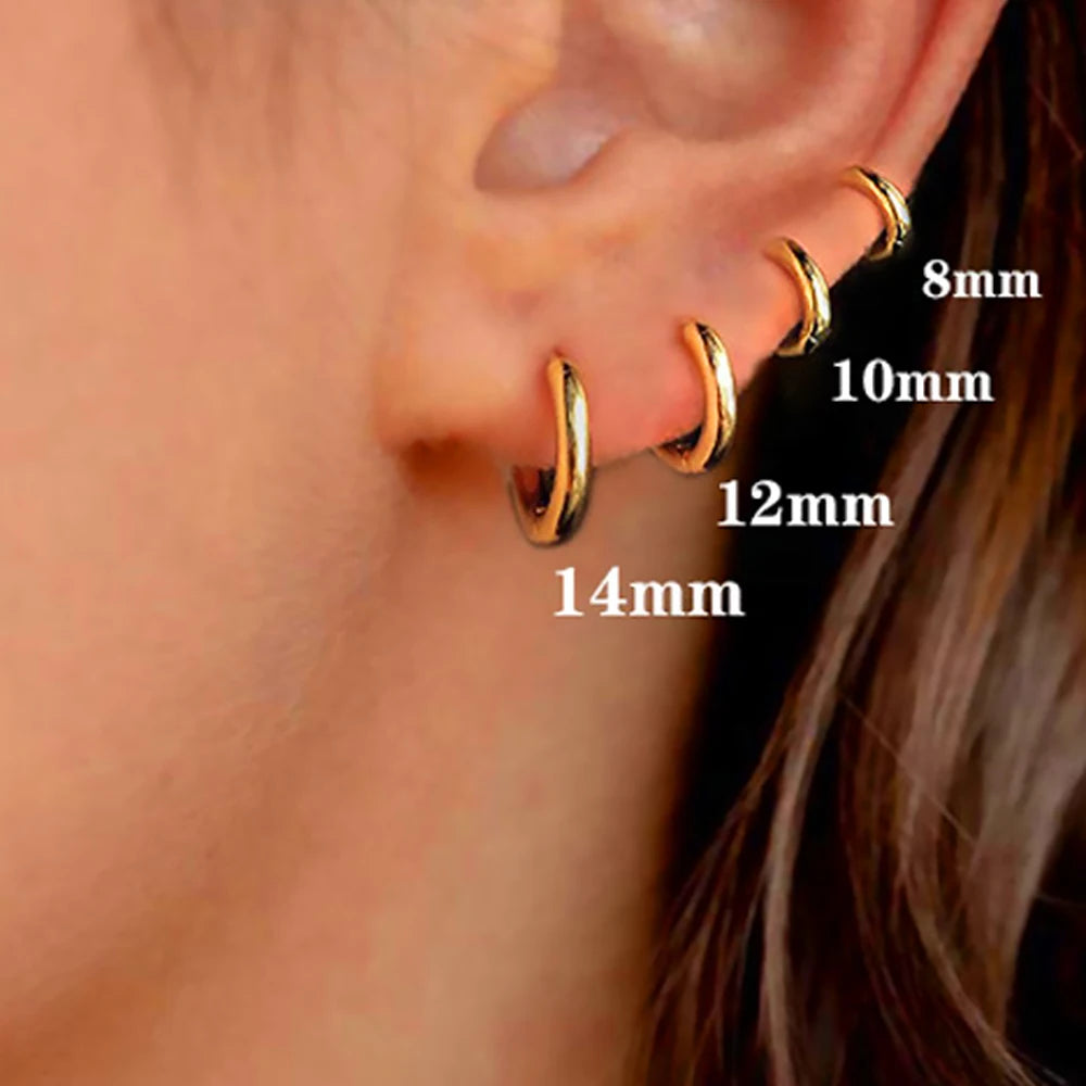 Steel Hoop Earrings For Women Men Stainless Steel Small Gold Color Earring Korea Cartilage Piercing Classic Jewelry Accessories