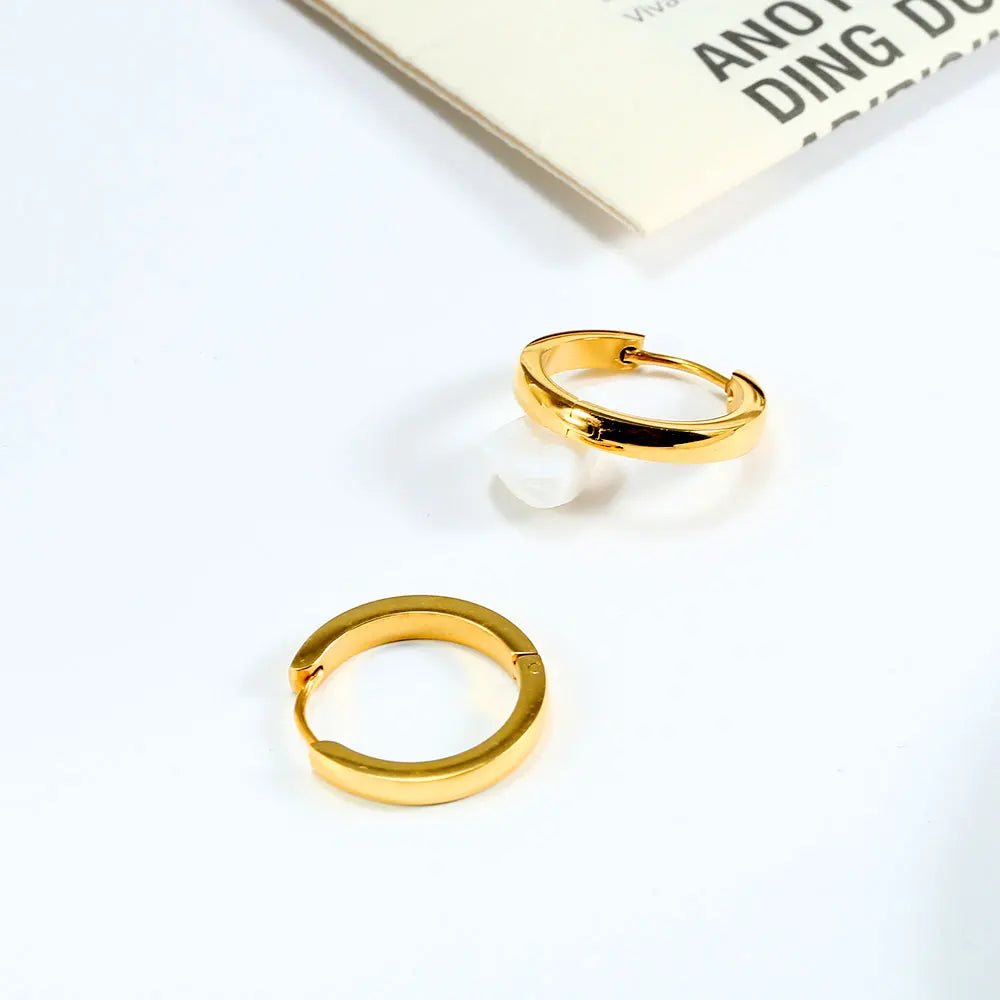 Steel Hoop Earrings For Women Men Stainless Steel Small Gold Color Earring Korea Cartilage Piercing Classic Jewelry Accessories