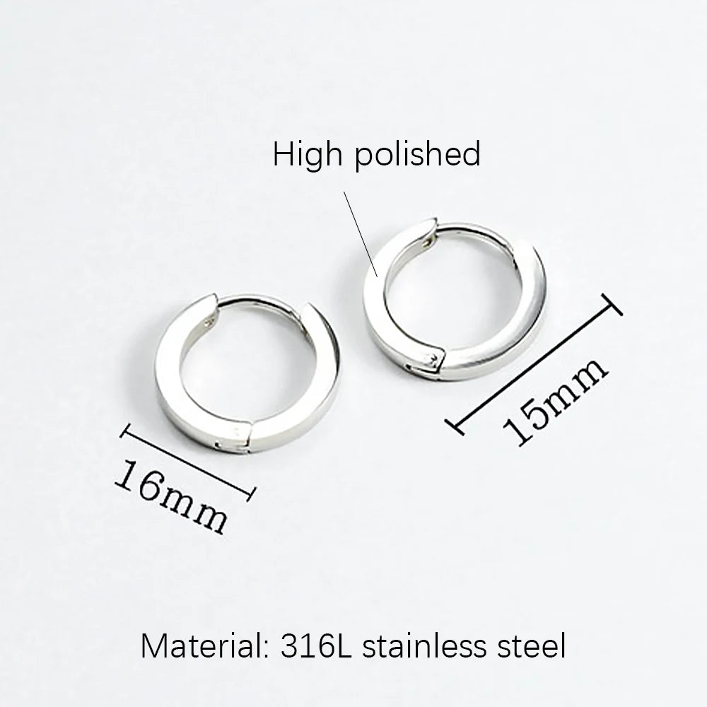 Steel Hoop Earrings For Women Men Stainless Steel Small Gold Color Earring Korea Cartilage Piercing Classic Jewelry Accessories