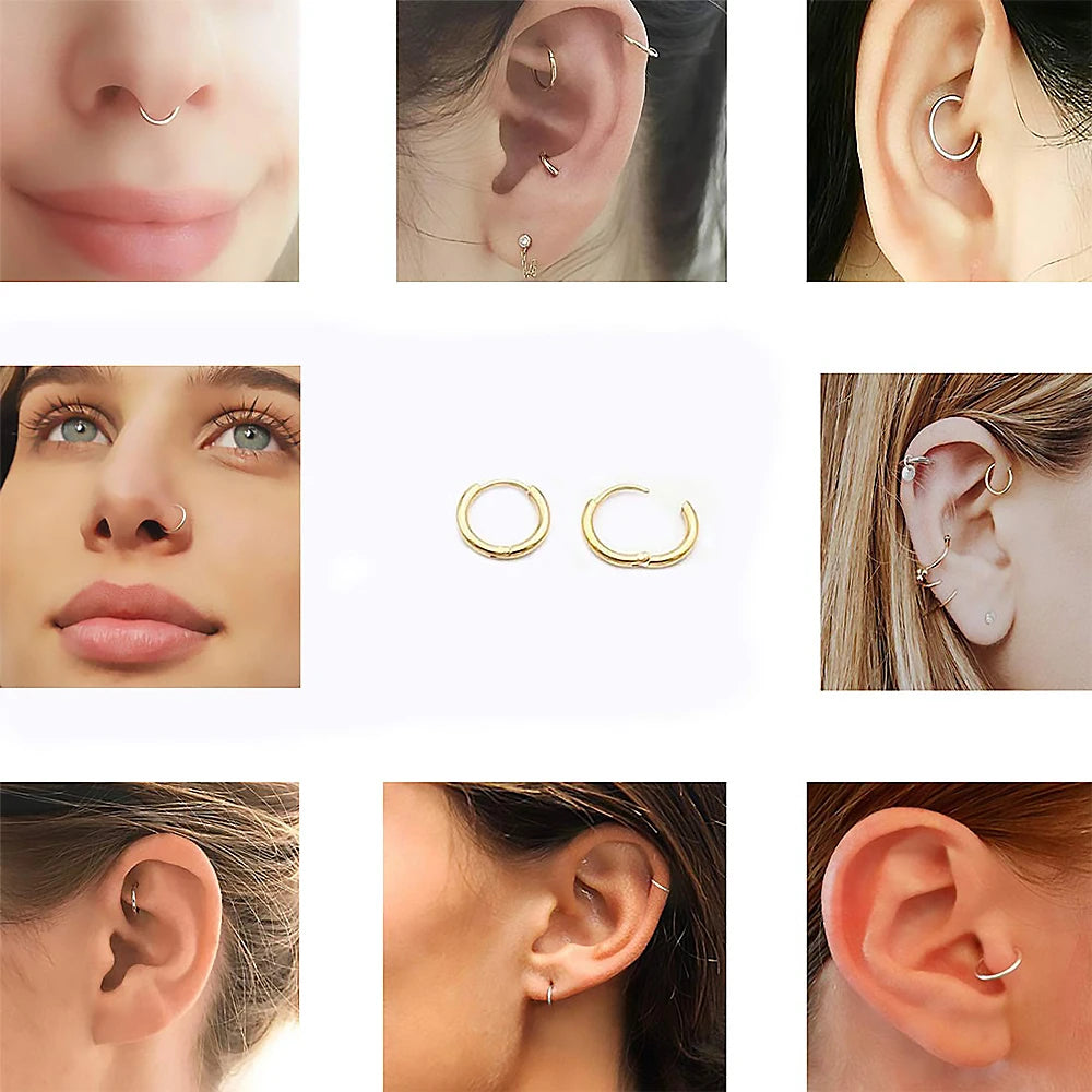 Steel Hoop Earrings For Women Men Stainless Steel Small Gold Color Earring Korea Cartilage Piercing Classic Jewelry Accessories