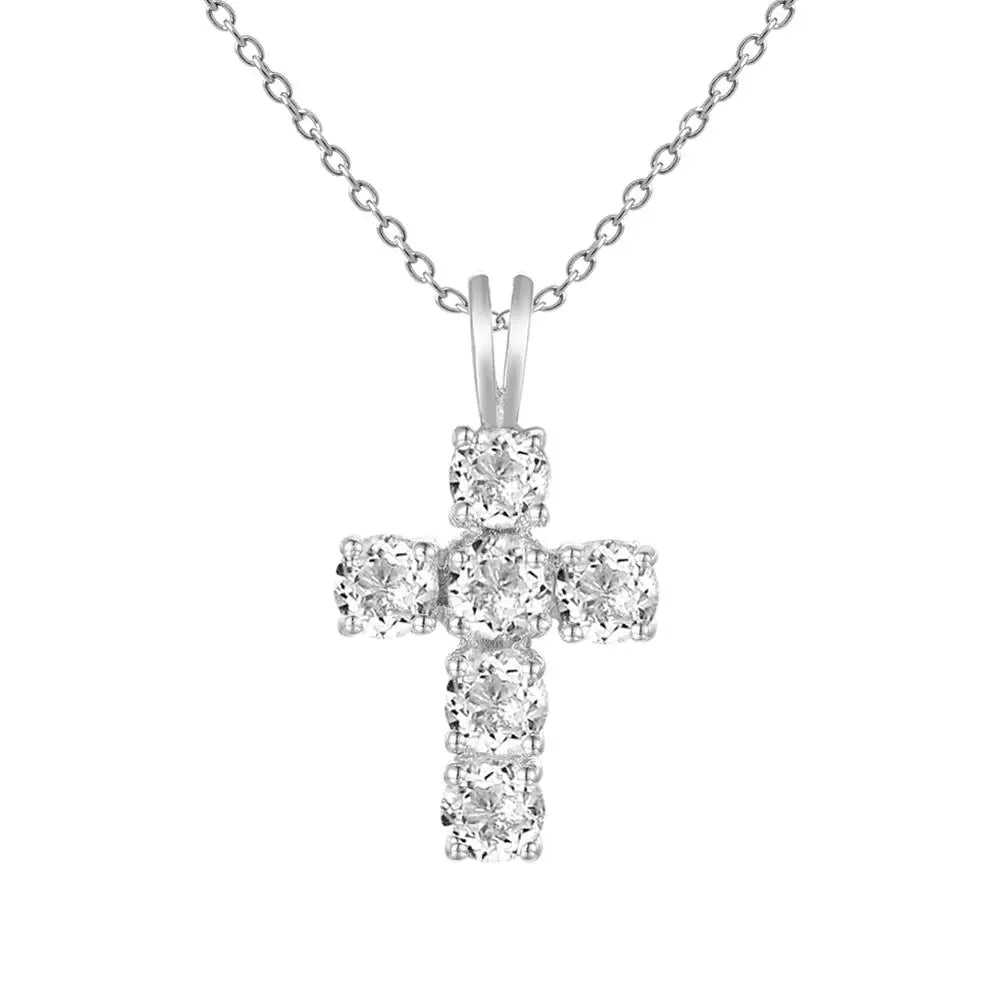 Gem's Ballet Natural Swiss Blue Topaz 925 Sterling Silver Gemstone Cross Pendant Necklaces for Women Fine Jewelry Collares