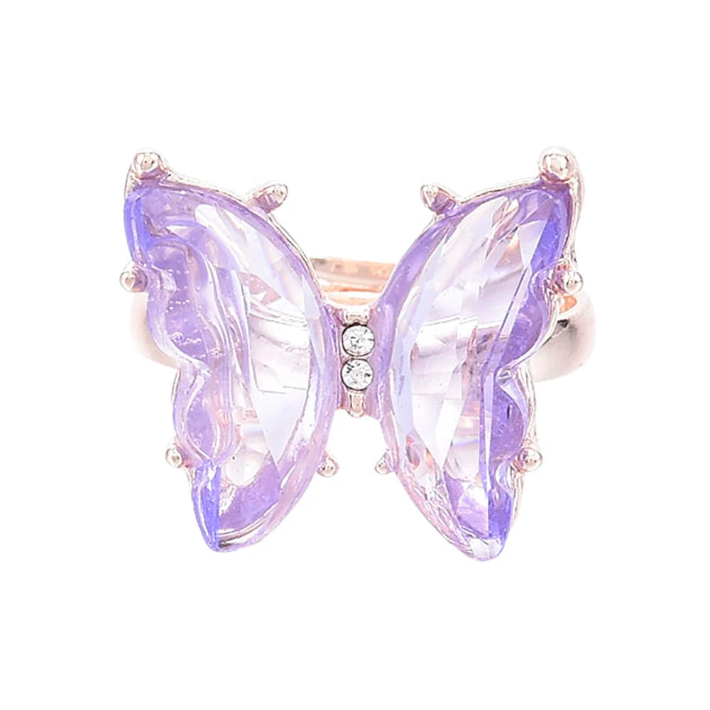 New Butterfly Ring Purple Fashion Popular Temperament Sweet Romantic Female Jewelry Girl Wedding Gift