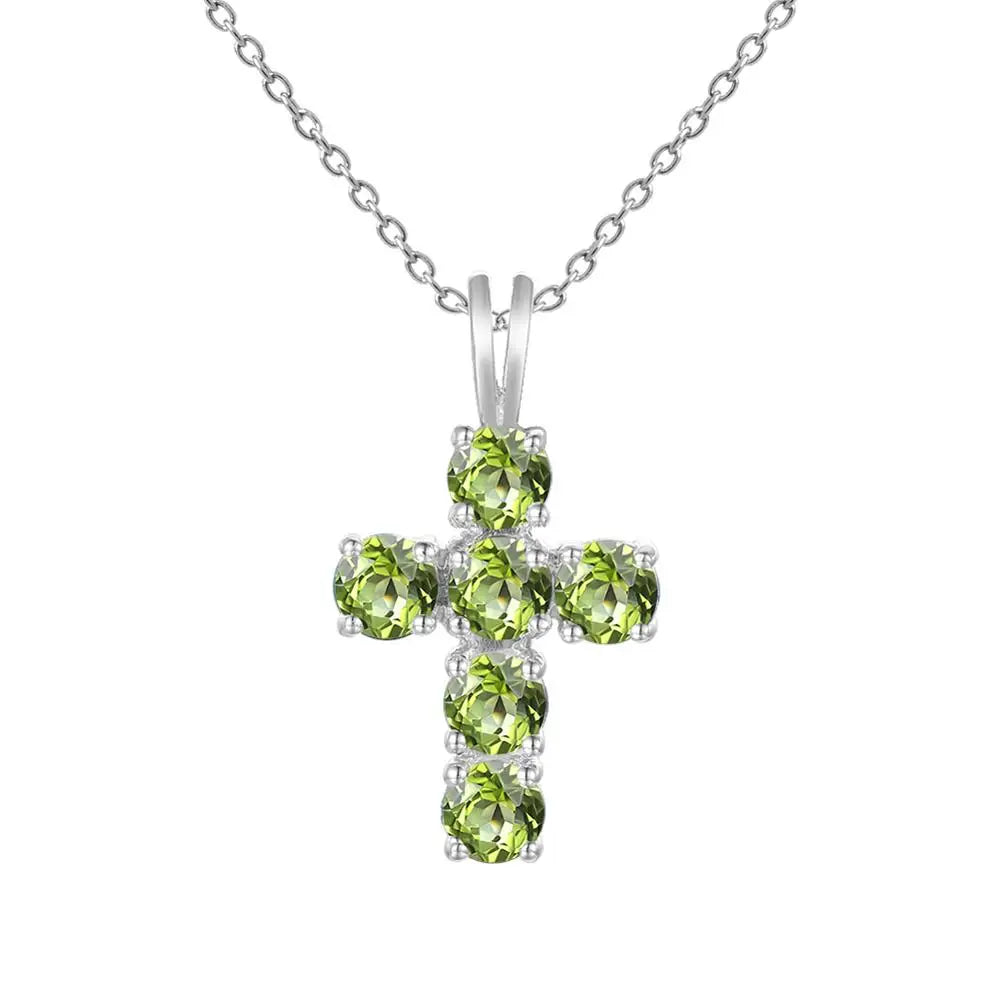 Gem's Ballet Natural Swiss Blue Topaz 925 Sterling Silver Gemstone Cross Pendant Necklaces for Women Fine Jewelry Collares