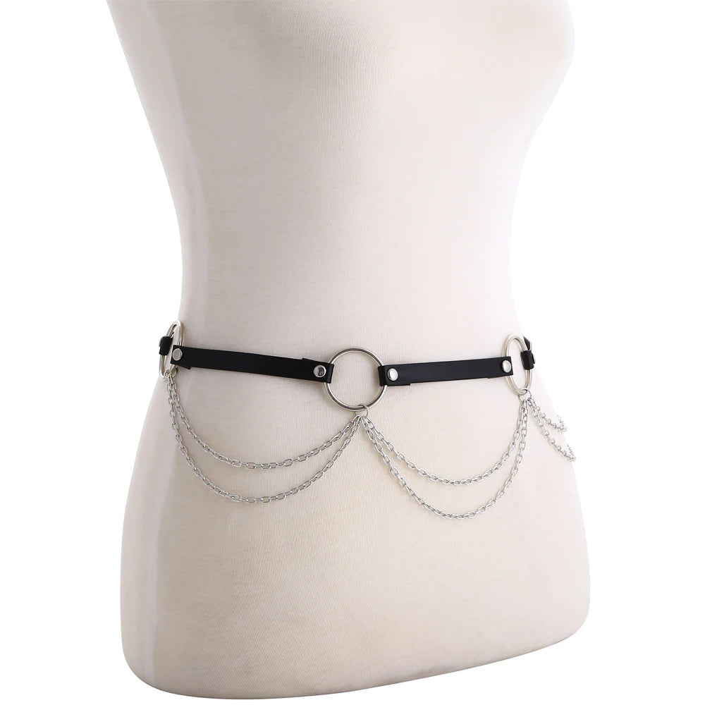 Leather Body Harness Chain Belt Sexy Women Straps Girls Rave Waist Belly Jewelry Fashion Accessory