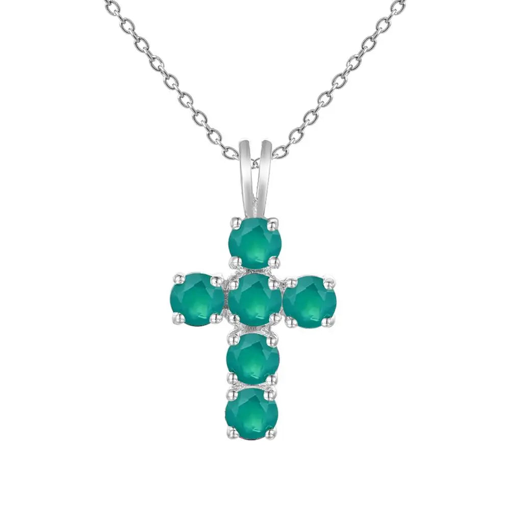 Gem's Ballet Natural Swiss Blue Topaz 925 Sterling Silver Gemstone Cross Pendant Necklaces for Women Fine Jewelry Collares