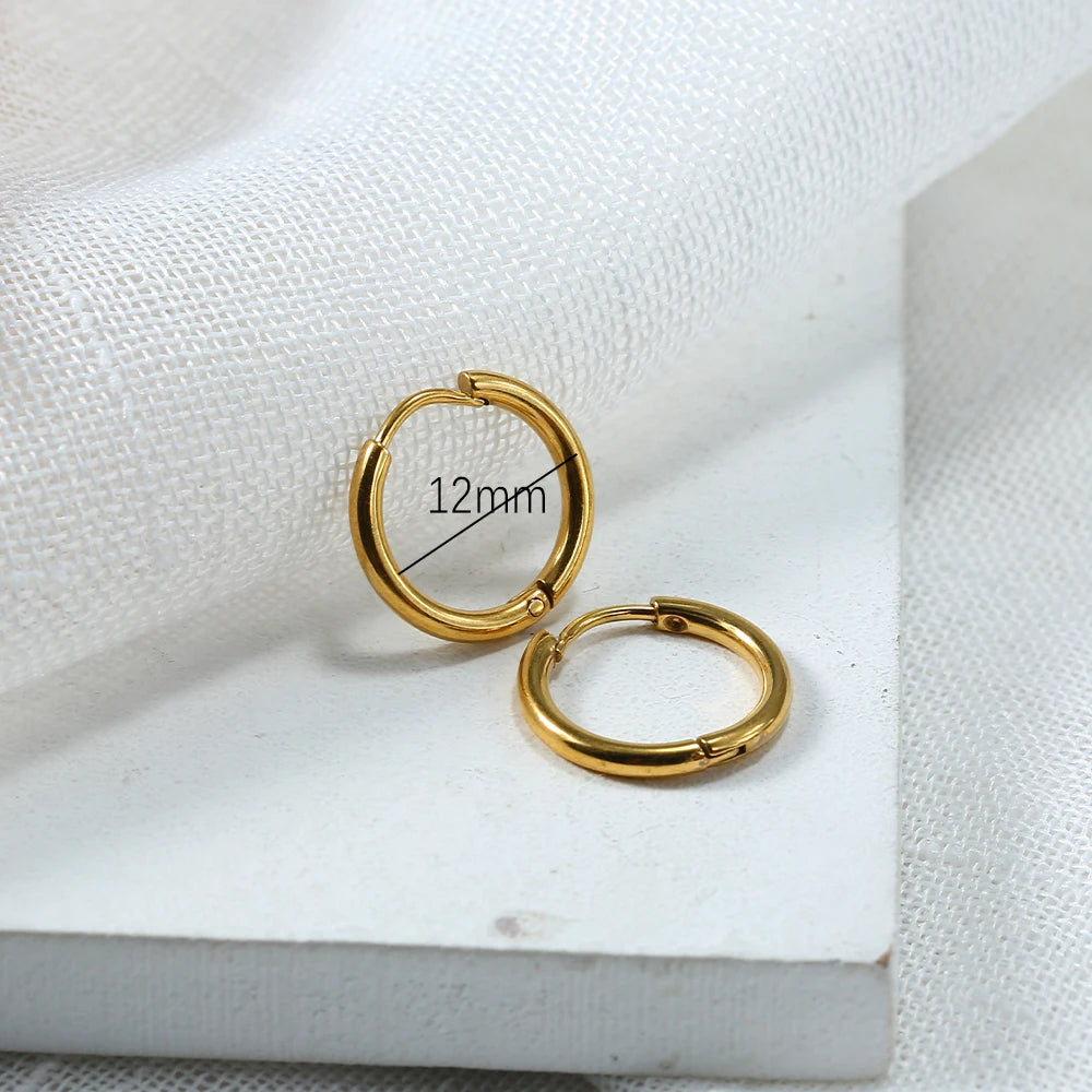 Steel Hoop Earrings For Women Men Stainless Steel Small Gold Color Earring Korea Cartilage Piercing Classic Jewelry Accessories