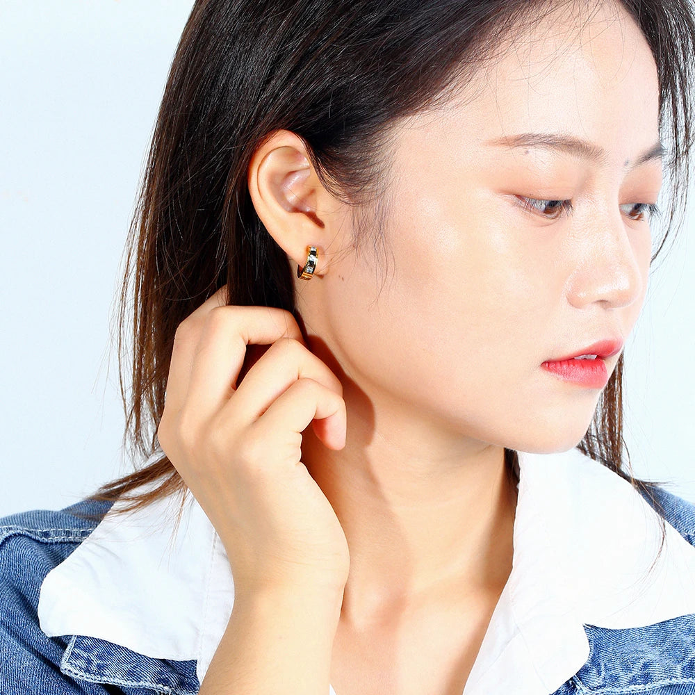 Steel Hoop Earrings For Women Men Stainless Steel Small Gold Color Earring Korea Cartilage Piercing Classic Jewelry Accessories