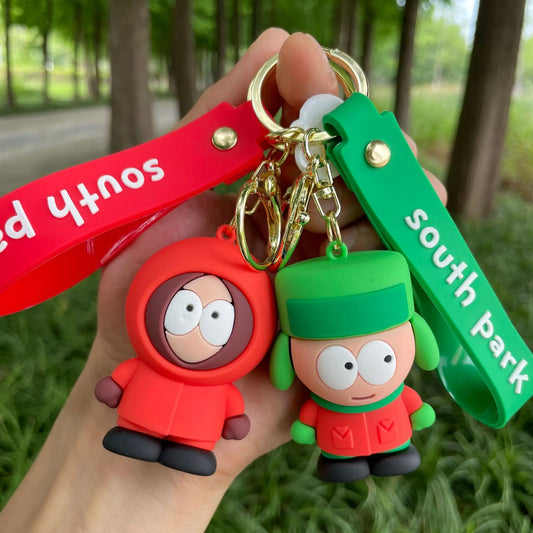 South Parkes Dolls Key Chains Anime Figure Key Ring Kawaii Bags Pendant Kids Toys Cute Car Key Chain Backpacks Pendants Gifts