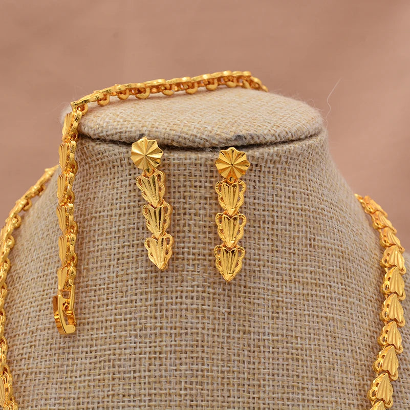 Ethiopian Gold Color Jewelry Sets for Women Men  Trendy African Arabian Charm Party Wedding Jewelry Sets Gift