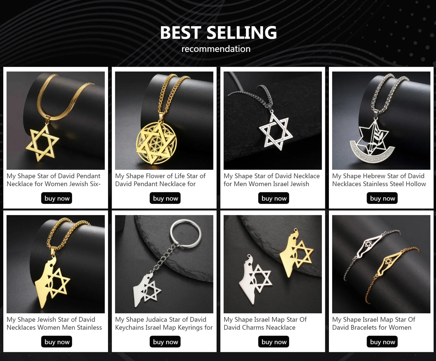 My Shape Star of David Pendant Necklace for Women Jewish Six-pointed Star Charms Choker Chain Stainless Steel Vintage Jewelry