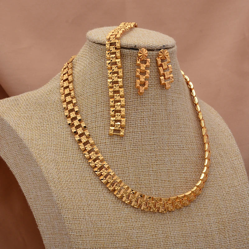 Ethiopian Gold Color Jewelry Sets for Women Men  Trendy African Arabian Charm Party Wedding Jewelry Sets Gift