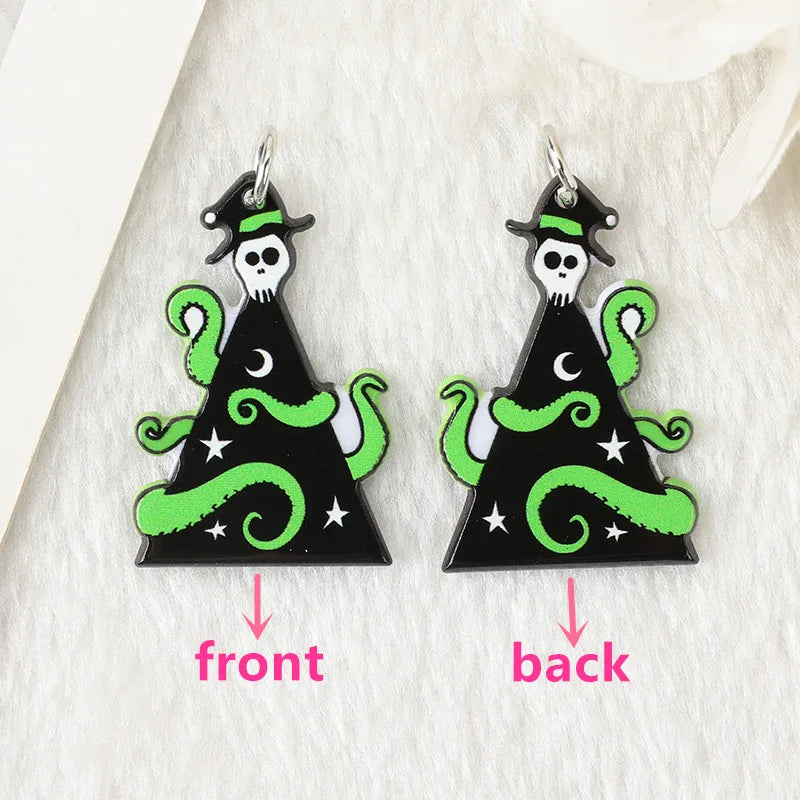 1Pair  Horror Christmas Tree Drop Earrings Creative Acrylic Creepy Gingerman For Woman Girl Holiday Birthday Gift