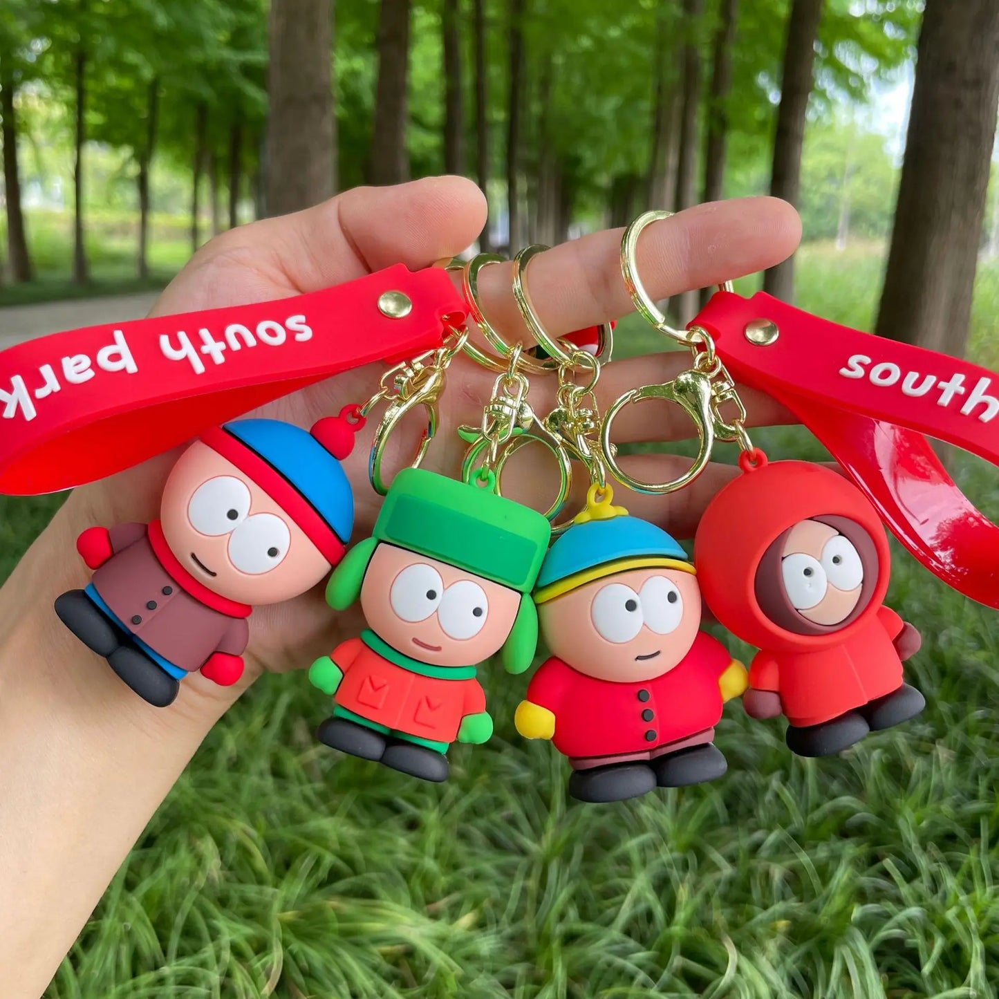 South Parkes Dolls Key Chains Anime Figure Key Ring Kawaii Bags Pendant Kids Toys Cute Car Key Chain Backpacks Pendants Gifts