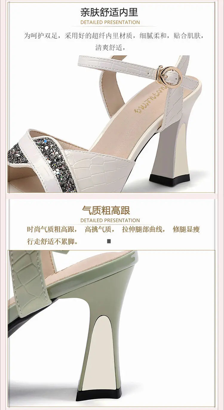 Elegant Sandals Ladies 2023 Shoes for Women Sandals Summer 2023 Peep Toe Dress Bling High Heels Sandals Female Fashion Sexy Shoe