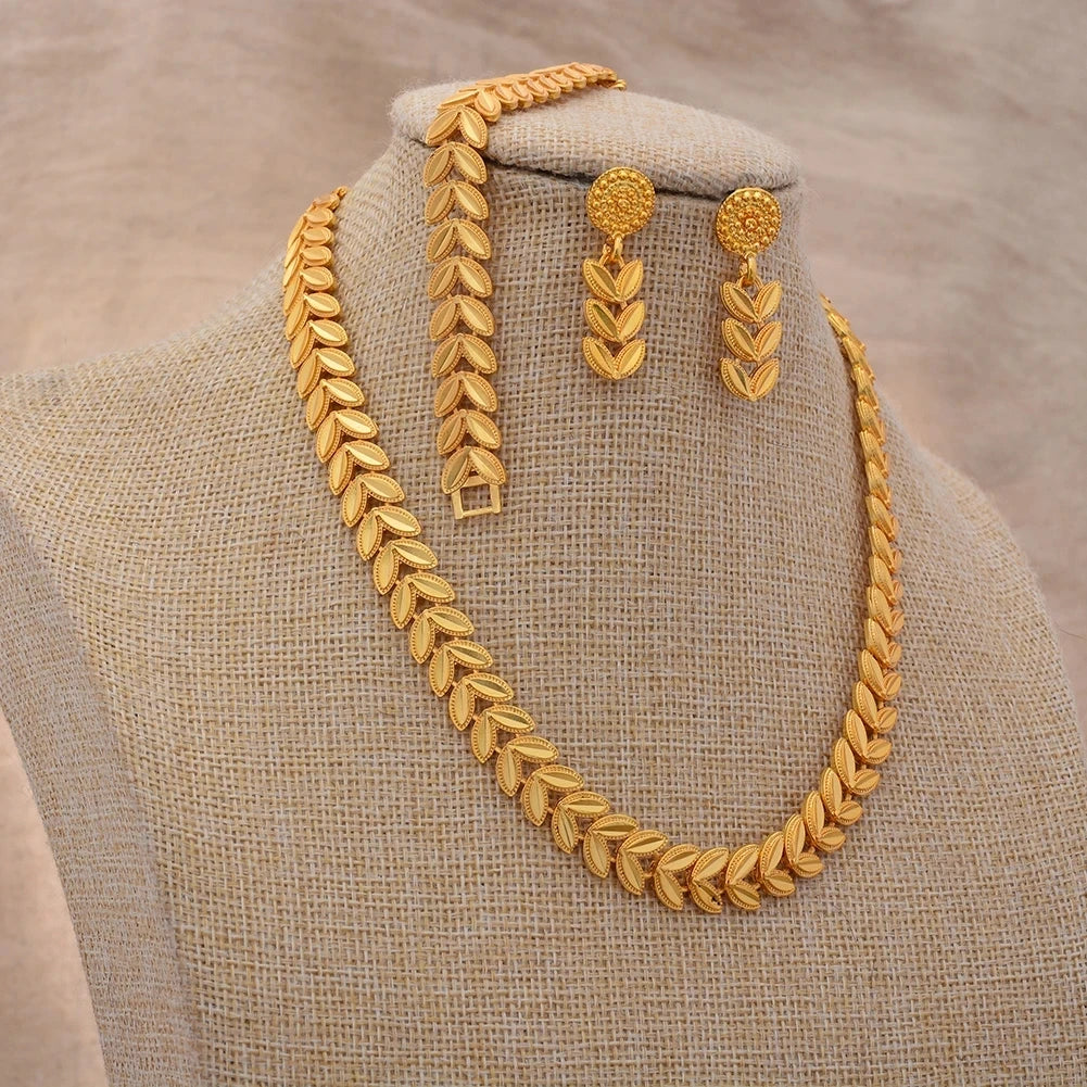 Ethiopian Gold Color Jewelry Sets for Women Men  Trendy African Arabian Charm Party Wedding Jewelry Sets Gift