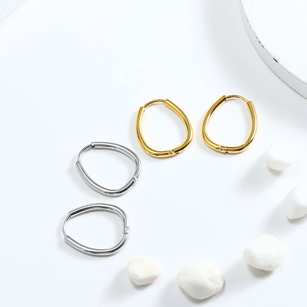 Steel Hoop Earrings For Women Men Stainless Steel Small Gold Color Earring Korea Cartilage Piercing Classic Jewelry Accessories