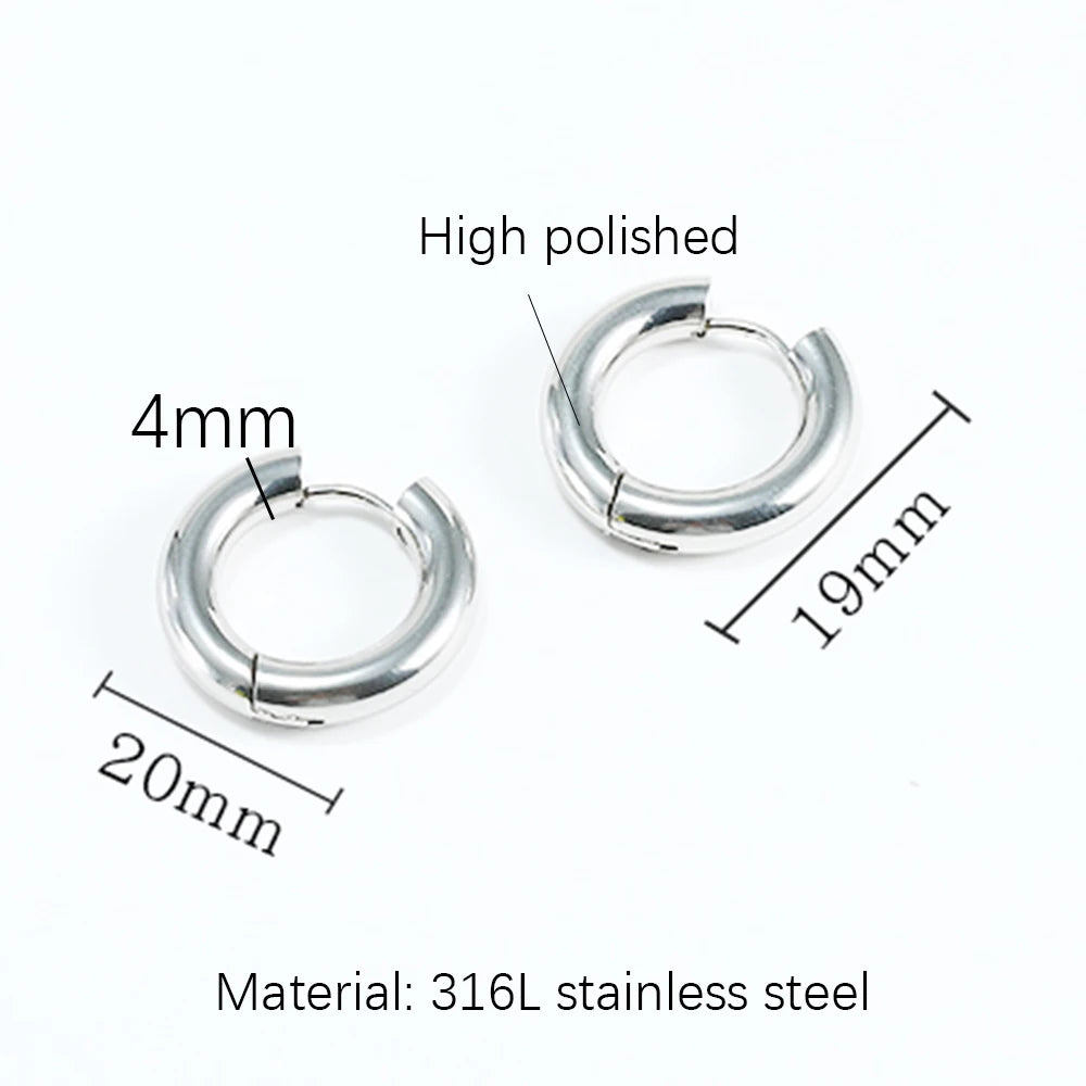 Steel Hoop Earrings For Women Men Stainless Steel Small Gold Color Earring Korea Cartilage Piercing Classic Jewelry Accessories