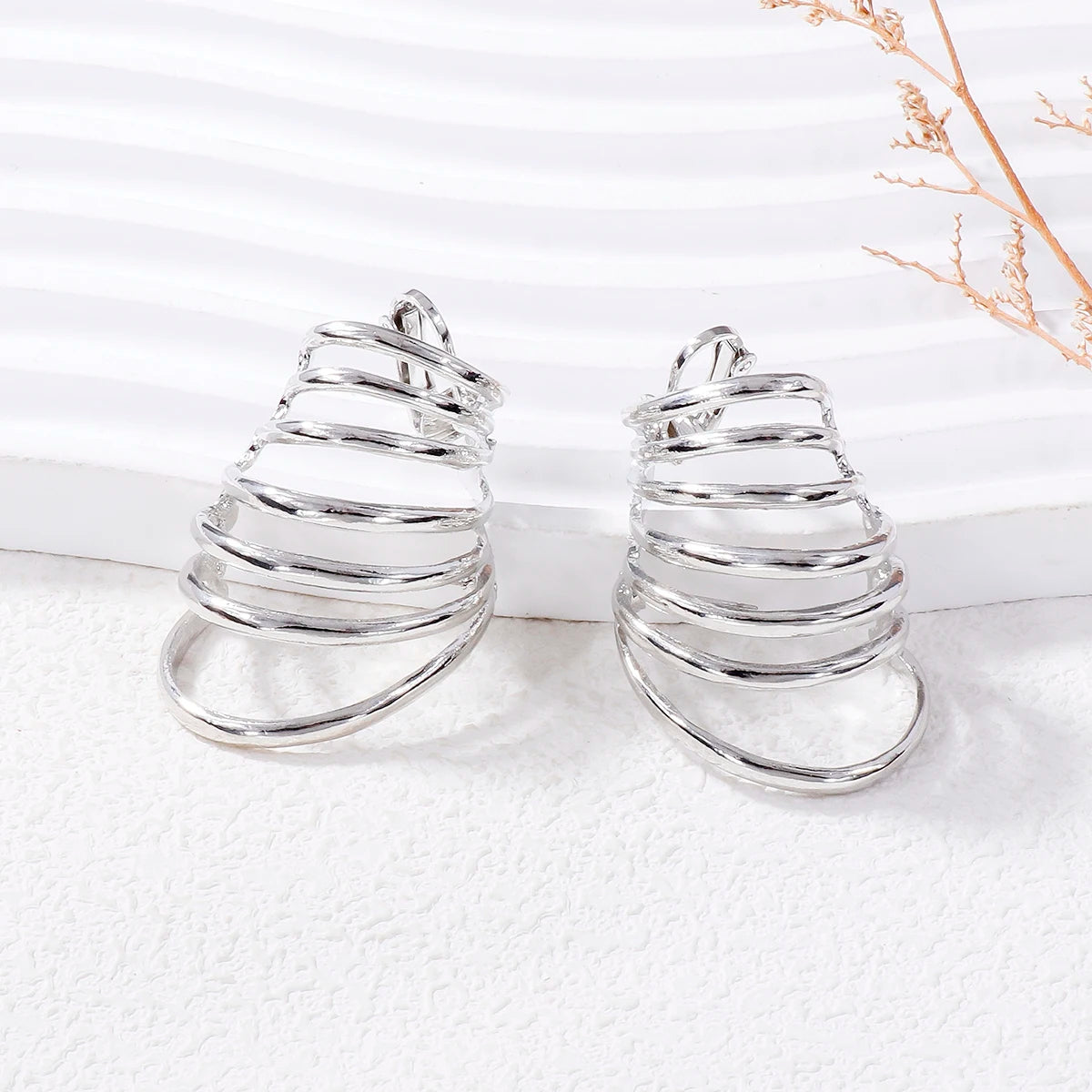 2024 New Metal Earrings for Women Multilayer Circular Ring Earrings Statement Jewelry Wholesale