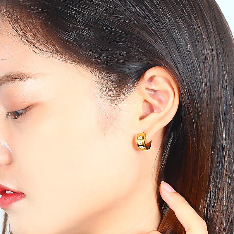 Steel Hoop Earrings For Women Men Stainless Steel Small Gold Color Earring Korea Cartilage Piercing Classic Jewelry Accessories