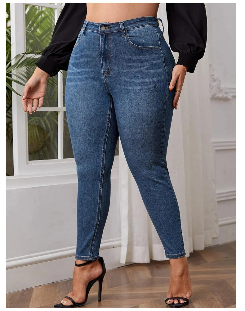 Plus Size Skinny Jeans For Women High Waist Stretch Denim Trousers Mom Jeans Pencil Pants Casual Comfort Trousers Oversize