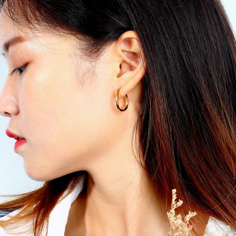 Steel Hoop Earrings For Women Men Stainless Steel Small Gold Color Earring Korea Cartilage Piercing Classic Jewelry Accessories