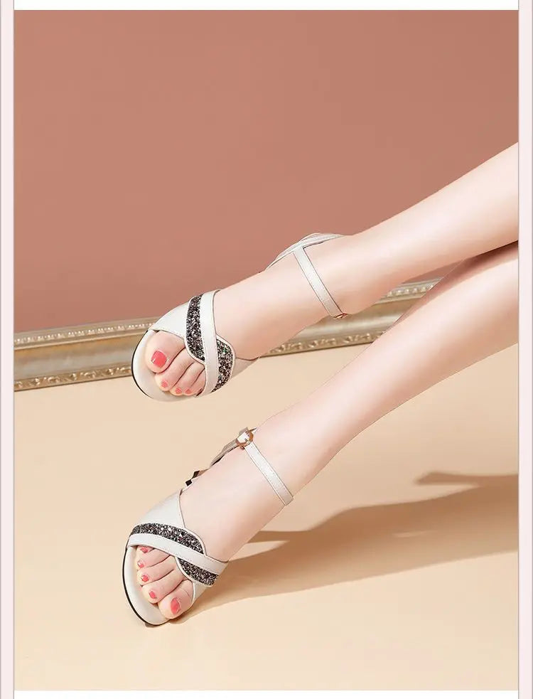 Elegant Sandals Ladies 2023 Shoes for Women Sandals Summer 2023 Peep Toe Dress Bling High Heels Sandals Female Fashion Sexy Shoe