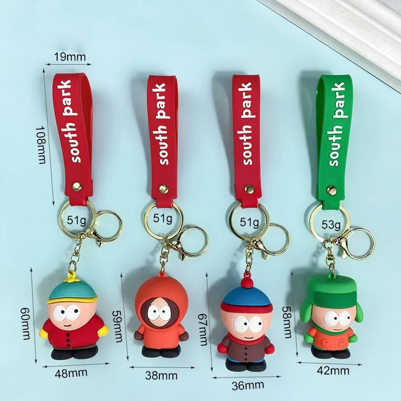 South Parkes Dolls Key Chains Anime Figure Key Ring Kawaii Bags Pendant Kids Toys Cute Car Key Chain Backpacks Pendants Gifts