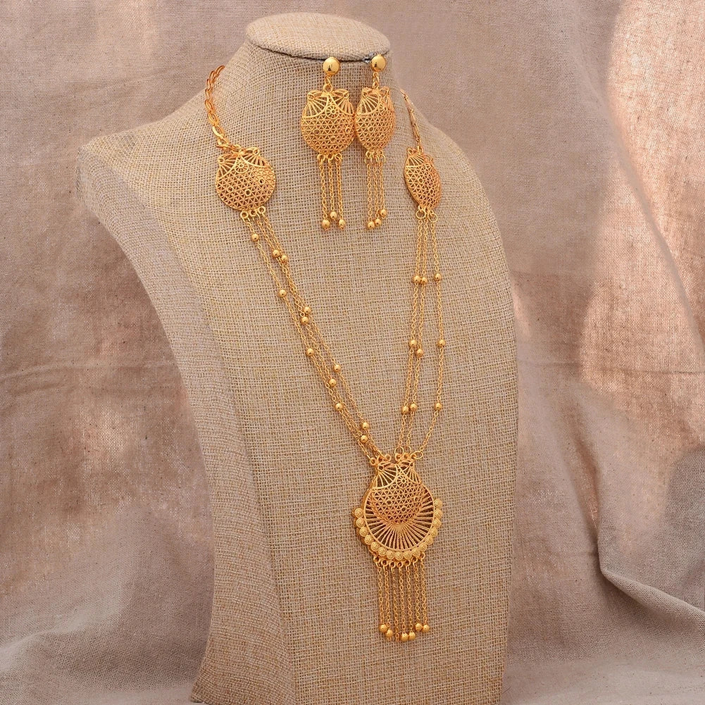 Ethiopian Gold Color Jewelry Sets for Women Men  Trendy African Arabian Charm Party Wedding Jewelry Sets Gift