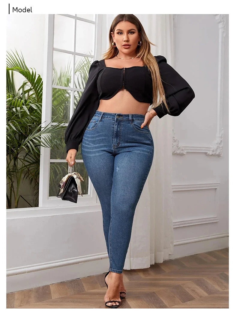 Plus Size Skinny Jeans For Women High Waist Stretch Denim Trousers Mom Jeans Pencil Pants Casual Comfort Trousers Oversize