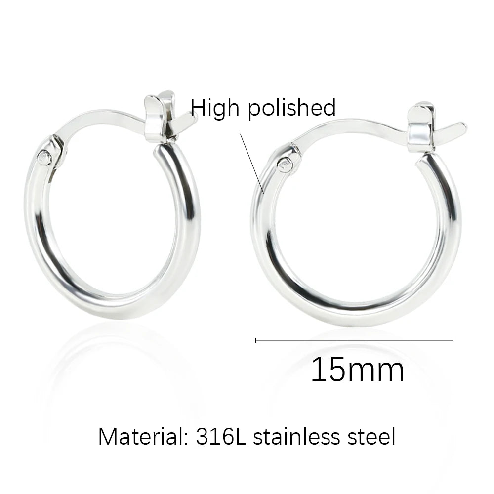 Steel Hoop Earrings For Women Men Stainless Steel Small Gold Color Earring Korea Cartilage Piercing Classic Jewelry Accessories