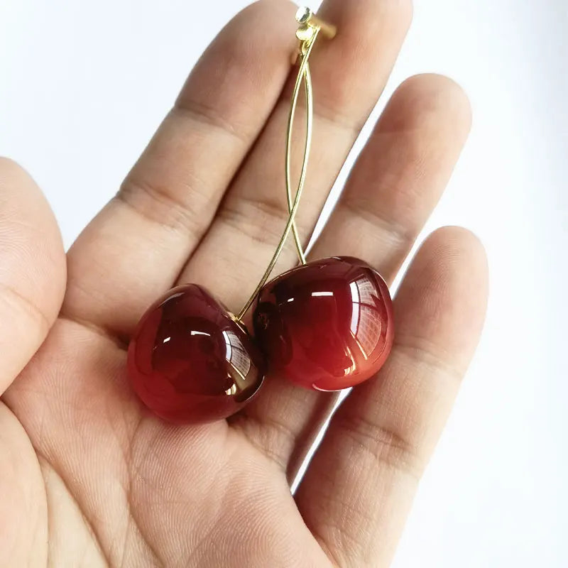 Small Fresh Sweet Lovely Cherry Cherries Cherries Earrings Pendant Fruit Earrings Red Cherry Earrings Charm Jewelry