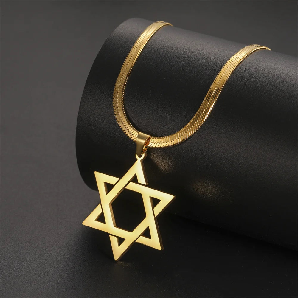 My Shape Star of David Pendant Necklace for Women Jewish Six-pointed Star Charms Choker Chain Stainless Steel Vintage Jewelry