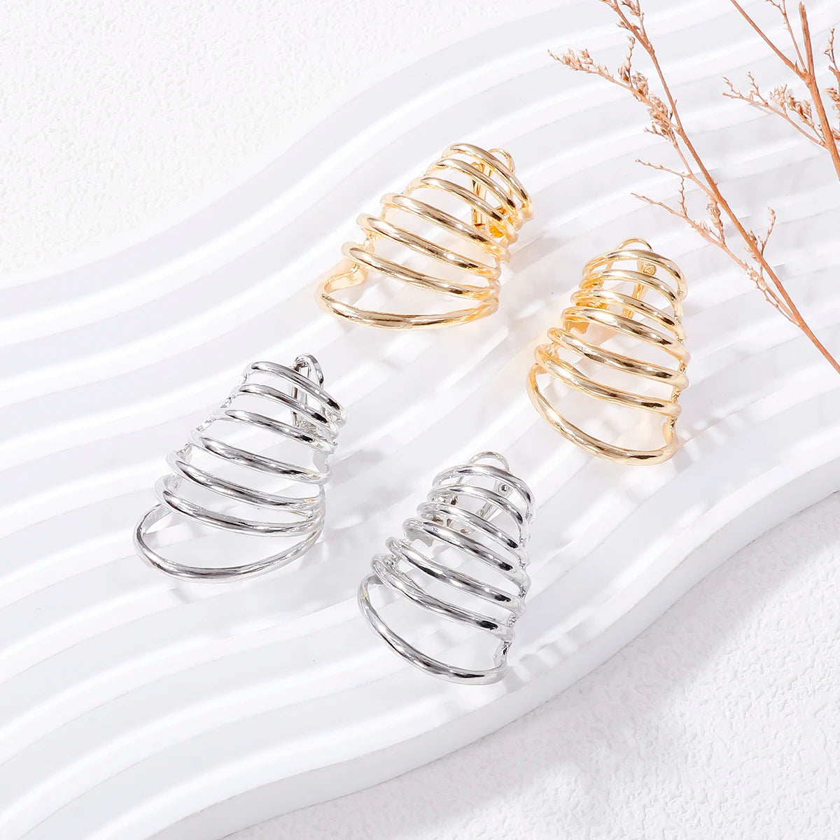 2024 New Metal Earrings for Women Multilayer Circular Ring Earrings Statement Jewelry Wholesale