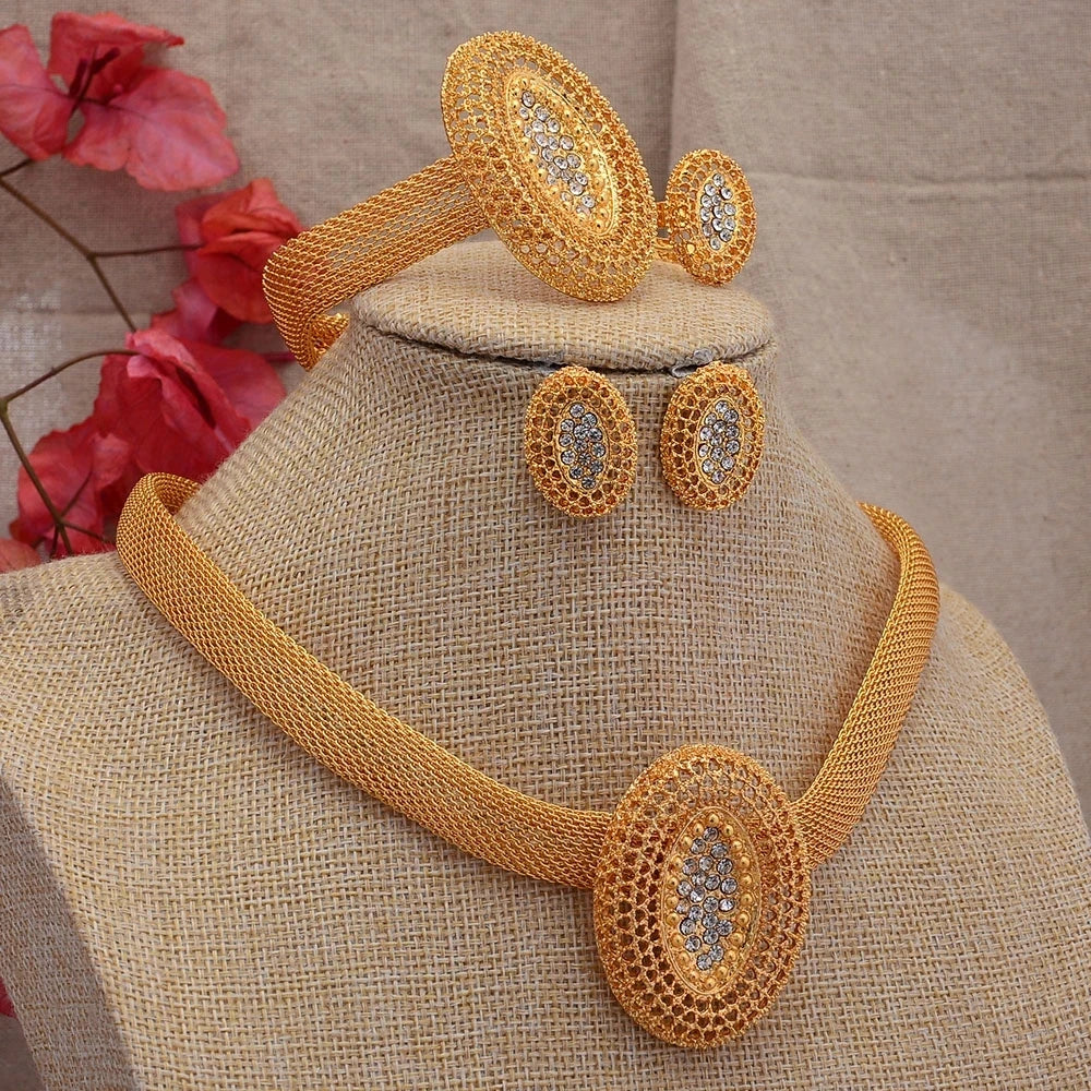 Ethiopian Gold Color Jewelry Sets for Women Men  Trendy African Arabian Charm Party Wedding Jewelry Sets Gift