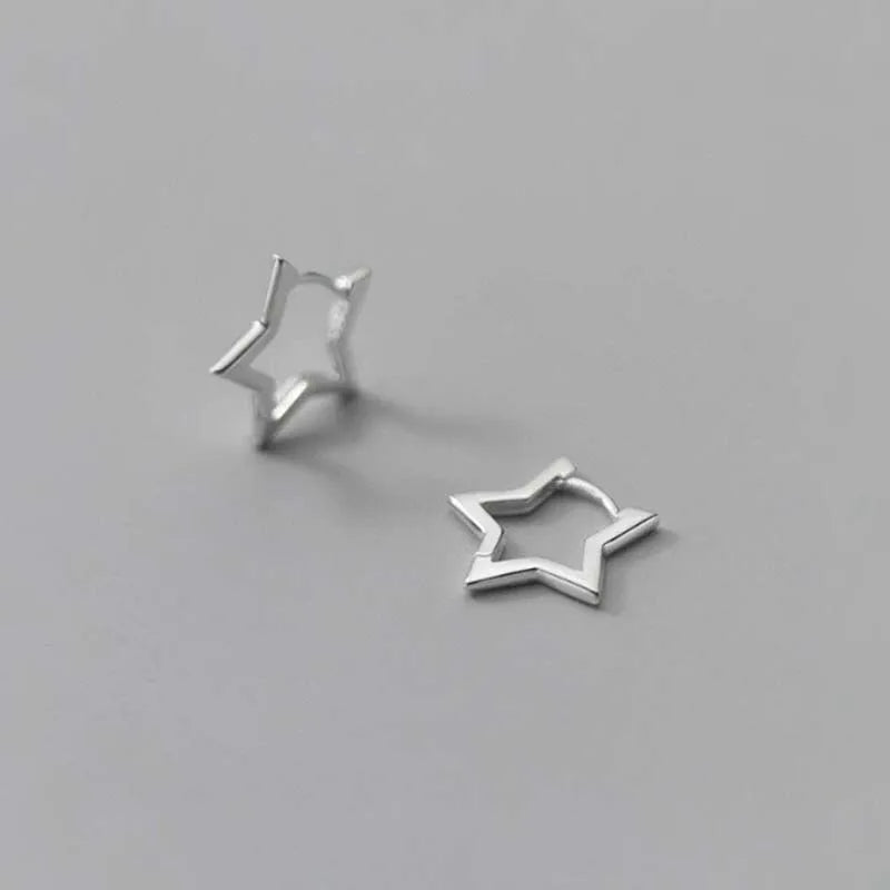 Statement Gold Color Plated Bold Star Hoops Tarnish Resistant For Women Huggies Earring Piercing Accessory Jewelry Gift