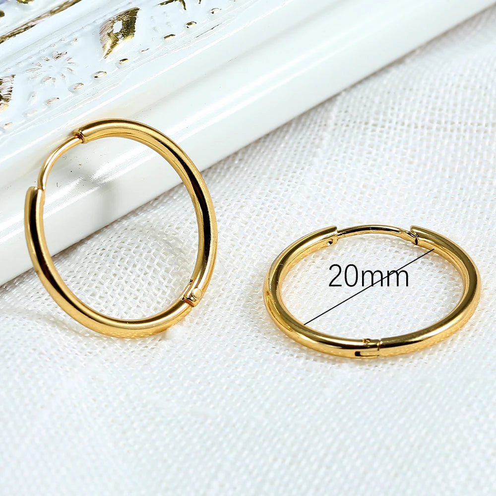 Steel Hoop Earrings For Women Men Stainless Steel Small Gold Color Earring Korea Cartilage Piercing Classic Jewelry Accessories