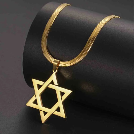 My Shape Star of David Pendant Necklace for Women Jewish Six-pointed Star Charms Choker Chain Stainless Steel Vintage Jewelry