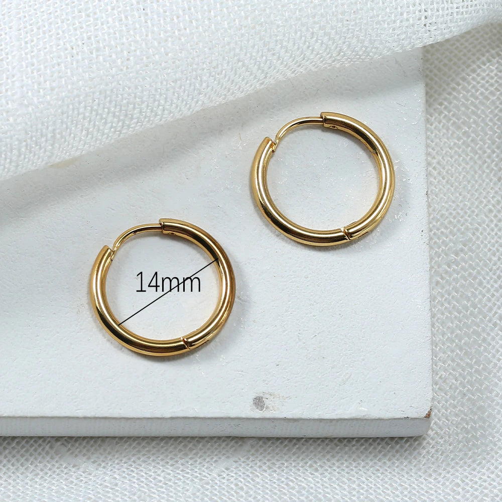 Steel Hoop Earrings For Women Men Stainless Steel Small Gold Color Earring Korea Cartilage Piercing Classic Jewelry Accessories