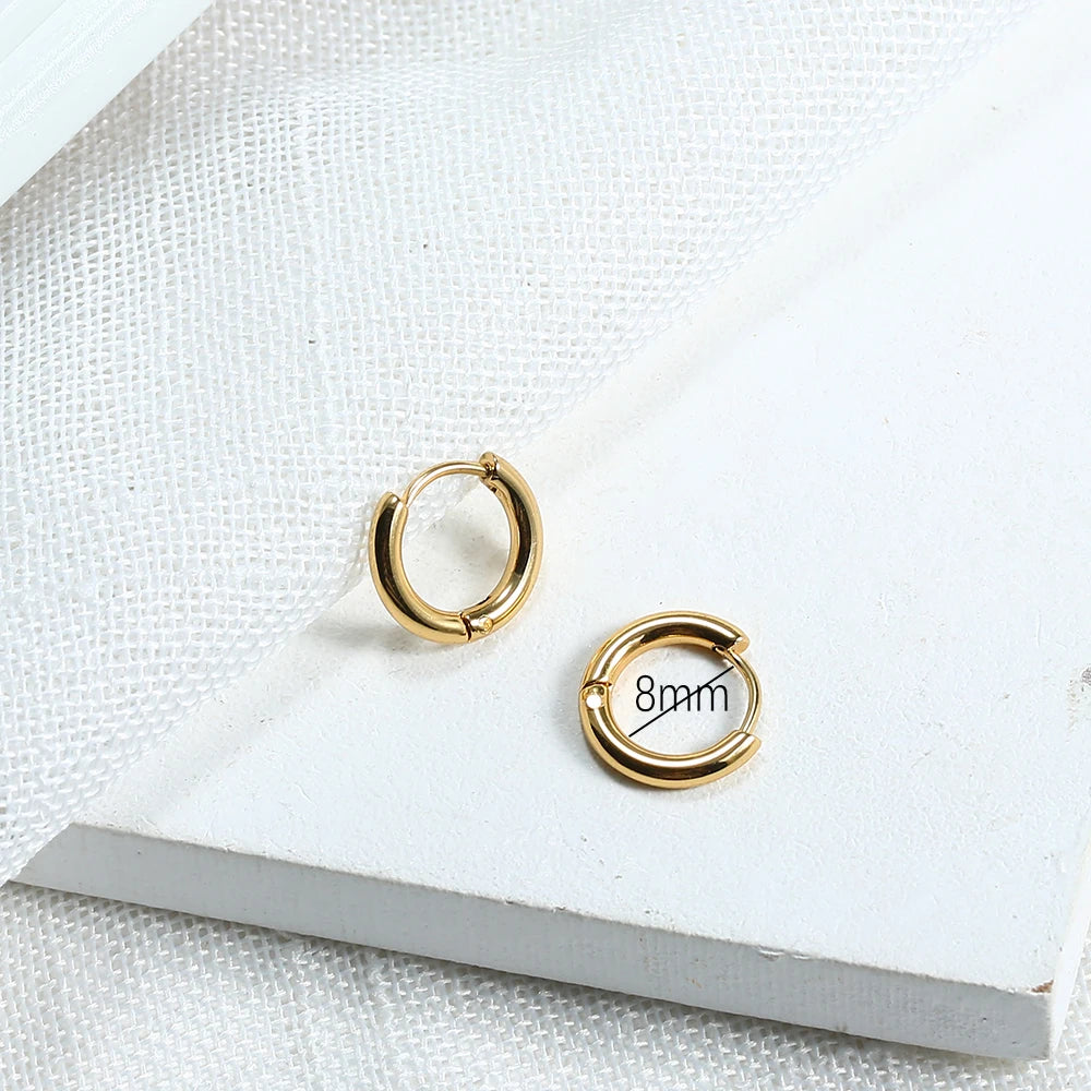 Steel Hoop Earrings For Women Men Stainless Steel Small Gold Color Earring Korea Cartilage Piercing Classic Jewelry Accessories