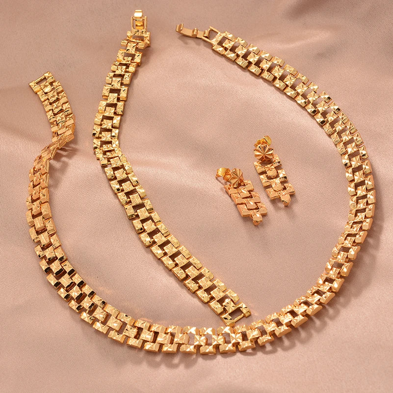 Ethiopian Gold Color Jewelry Sets for Women Men  Trendy African Arabian Charm Party Wedding Jewelry Sets Gift