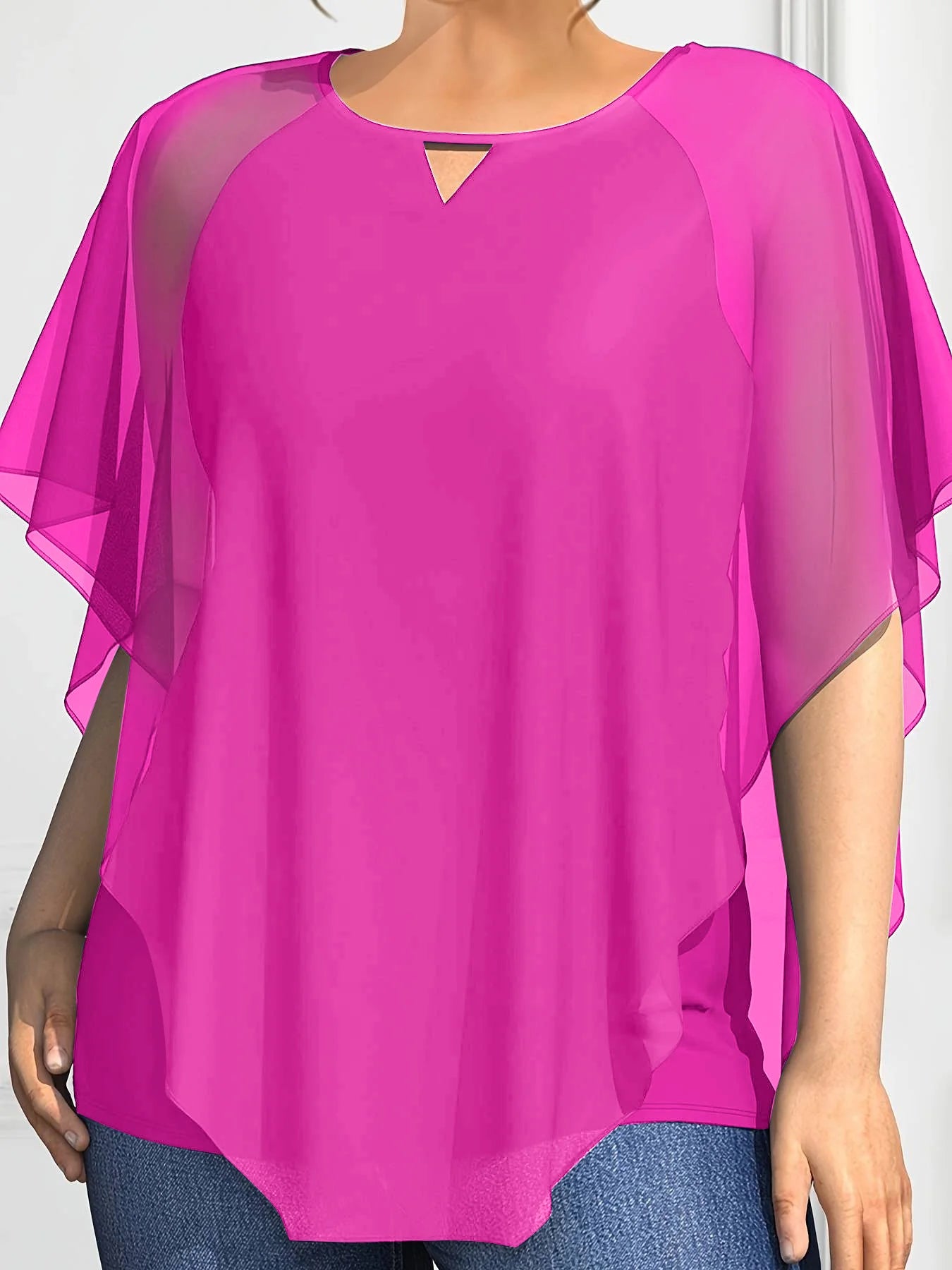 Plus Size Chiffon Blouse Women Top O Neck Loose Pullover Batwing Sleeve Shirts Blouse Women'S Clothing Casual Summer Top 2025