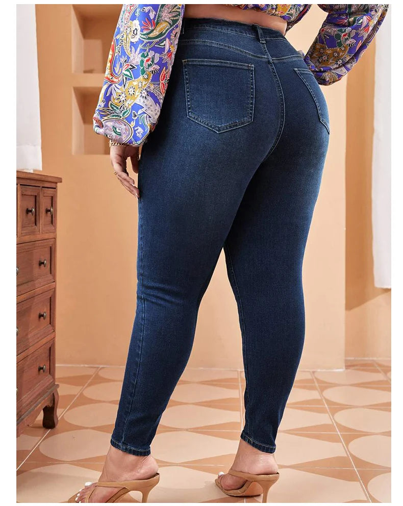 Plus Size Skinny Jeans For Women High Waist Stretch Denim Trousers Mom Jeans Pencil Pants Casual Comfort Trousers Oversize