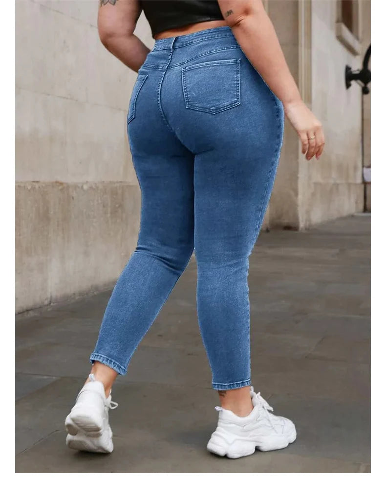 Plus Size Skinny Jeans For Women High Waist Stretch Denim Trousers Mom Jeans Pencil Pants Casual Comfort Trousers Oversize