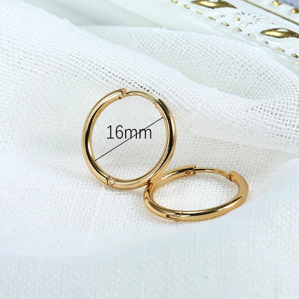 Steel Hoop Earrings For Women Men Stainless Steel Small Gold Color Earring Korea Cartilage Piercing Classic Jewelry Accessories